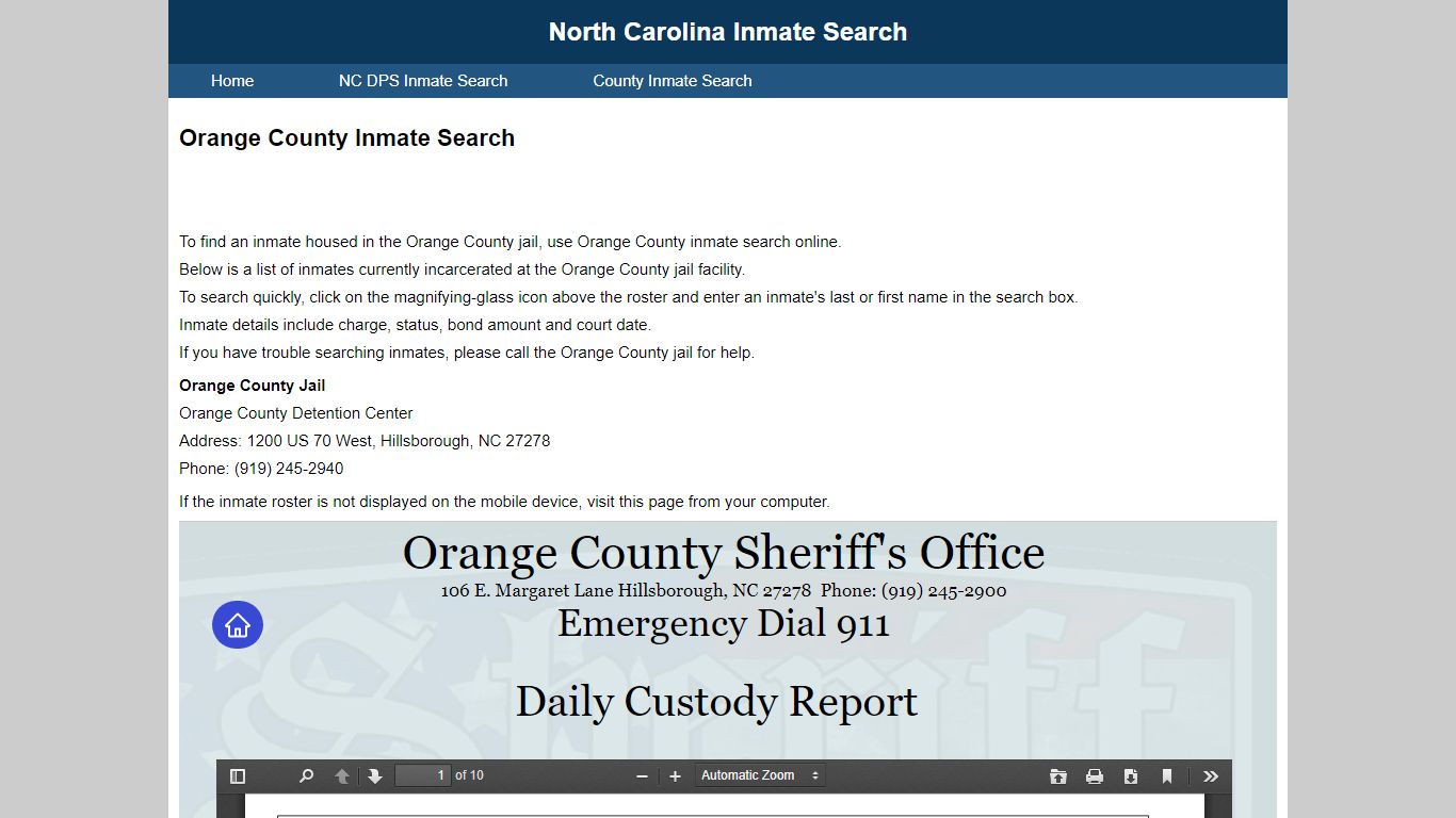 Orange County Inmate Search